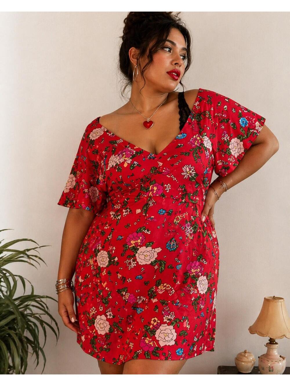 Betsey Johnson Red Floral Dress 18W Plus Size Rare